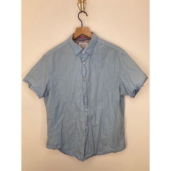 Denim & Flower Short Sleeve Button-Down Shirt Sz L - Picture 1 of 6